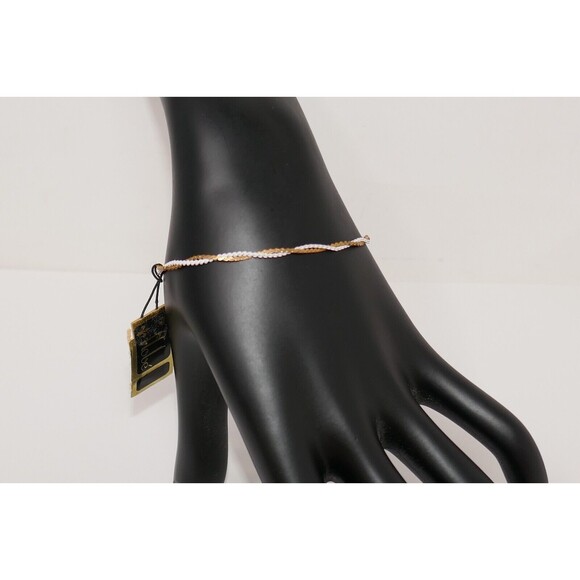 Hobe Gold Tone & White Twisted 6.5" Chain Bracelet RARE - Picture 8 of 8